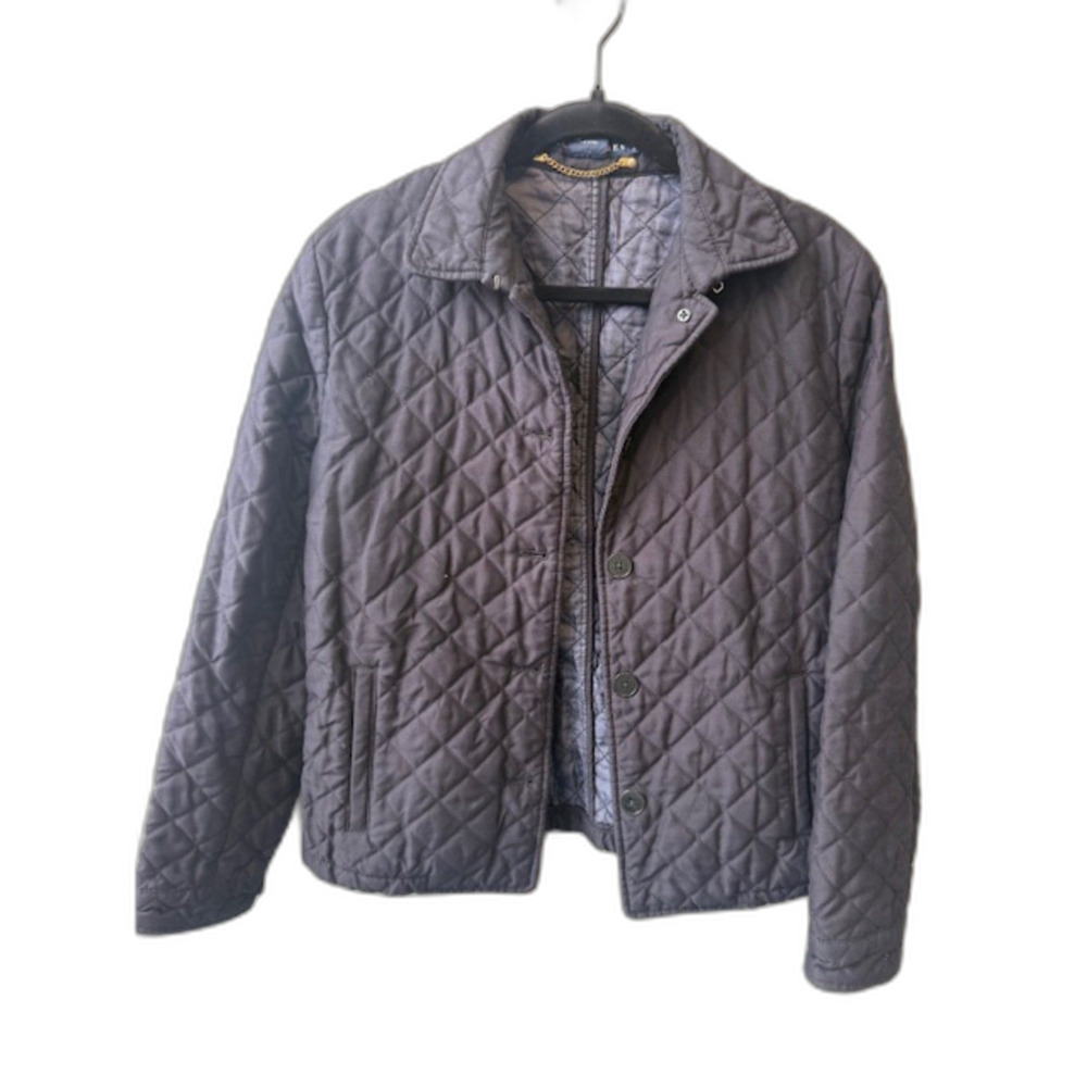 Ralph Lauren Quilted Barn Jacket Charcoal Dark Navy/Black Med Preppy Equestrian‎